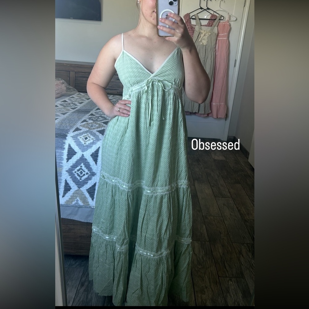 Green cotton maxi dress